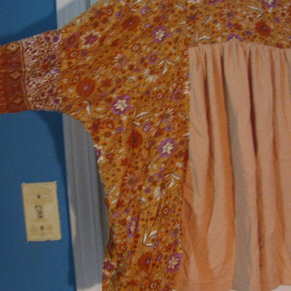 Easel Babydoll Top Small Orange Floral Oversized Flowy One Size Fits Most - Picture 4 of 5